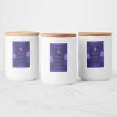 ダークブルー製品ラベルエキゾチック紫色の花 フードラベル (ボトル)