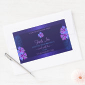 ダークブルー製品ラベルエキゾチック紫色の花 長方形シール (封筒)