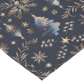 ダークブルー金ゴールドオーナメントクリスマスパターン ショートテーブルランナー (コーナー)