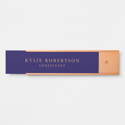 ダークブルー金ゴールドカラープロフェッショナルトレンディー モダン サインプレート (正面)