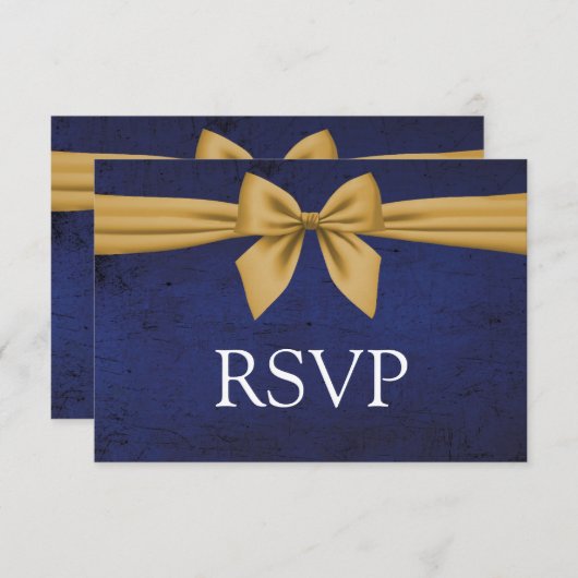 ダークブルー金ゴールドボウ 出欠カード (正面/裏面)