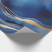 ダークブルー金ゴールドメタリック大理石 ラッピングペーパー (角)