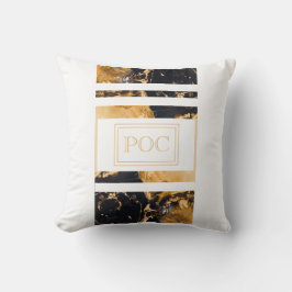 ダークブルー金ゴールド抽象芸術モノグラム クッション