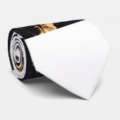 ダークブルー金ゴールド抽象芸術モノグラム ネクタイ (ロール)