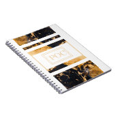 ダークブルー金ゴールド抽象芸術モノグラム ノートブック (右側)