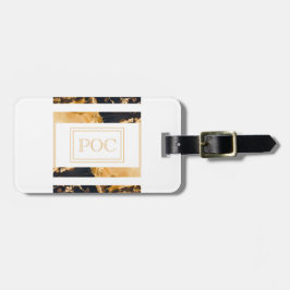 ダークブルー金ゴールド抽象芸術モノグラム ラゲッジタグ