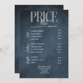  ダークブルー金ゴールド美しいサロン価格一覧ラックカード 招待状 (正面/裏面)