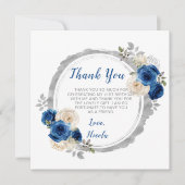 ダークブルー銀エレガント花誕生会 サンキューカード (正面)