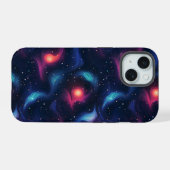 ダークブルー銀河系パターン iPhone 15ケース (裏面横)
