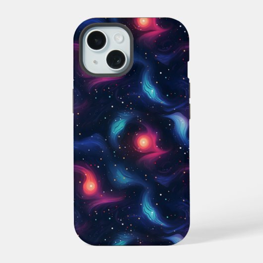 ダークブルー銀河系パターン iPhone 15ケース (裏面)