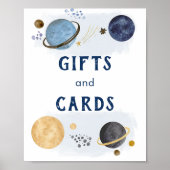 ダークブルー銀河系宇宙ベビーシャワーギフトとカード ポスター (正面)