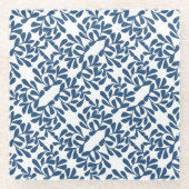 ダークブルー離れ抽象芸術コースター ガラスコースター (正面)