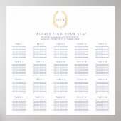 ダークブルー離れ金ゴールド楕円結婚リース ポスター (正面)