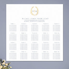 ダークブルー離れ金ゴールド楕円結婚リース ポスター