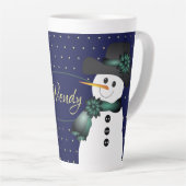 ダークブルー雪だるま カフェラテマグ (右アングル)