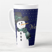 ダークブルー雪だるま カフェラテマグ (左アングル)