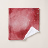 ダークブルー雪のクリスマスボールホリー バスタオルセット (ウォッシュタオル)