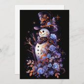 ダークブルー霜の降りたのクリスマスカード シーズンカード (正面/裏面)