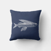 ダークブルー飛んでいるの魚 クッション (裏面)
