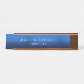 ダークブルー黒ミニマルモダンリストプレーン デスクネームプレート (正面)