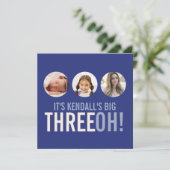 ダークブルー30th THREEOH！写真誕生日 招待状 (スタンド正面)