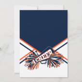 ダークブルー&オレンジのチアリーダー誕生日パーティー 招待状 (裏面)