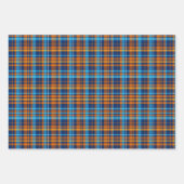 ダークブルー、オレンジ、スカイブループレイド ラッピングペーパーシート (正面3)