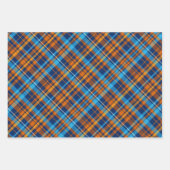 ダークブルー、オレンジ、スカイブループレイド ラッピングペーパーシート (正面)