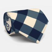 ダークブルー、クリーム、石板グレイ斜めギンガム ネクタイ (ロール)