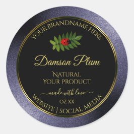 ダークブルー グリッター ブラック ゴールド 製品ラベル レディバグ ラウンドシール