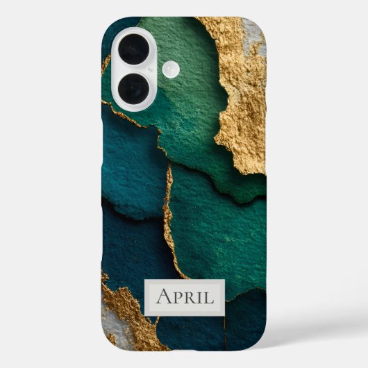 ダークブルー、グリーン、ゴールド Case-Mate iPhoneケース (裏面)
