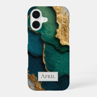 ダークブルー、グリーン、ゴールド iPhone 16ケース