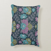 ダークブルー、グリーン、パープルフローラ アクセントクッション (裏面(縦))