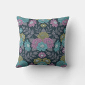 ダークブルー、グリーン、パープルフローラ クッション (裏面)