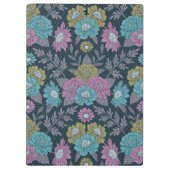 ダークブルー、グリーン、パープルフローラ クリップボード (裏面)