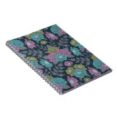 ダークブルー、グリーン、パープルフローラ ノートブック (右側)