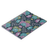 ダークブルー、グリーン、パープルフローラ ノートブック (左側)