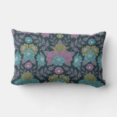 ダークブルー、グリーン、パープルフローラ ランバークッション (裏面)