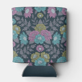 ダークブルー、グリーン、パープルフローラ 缶クーラー (裏面)