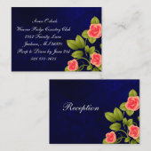 ダークブルー&コーラルバラフラワーズコレクシ結婚ョン エンクロージャーカード (正面/裏面)