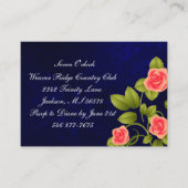 ダークブルー&コーラルバラフラワーズコレクシ結婚ョン エンクロージャーカード (正面)