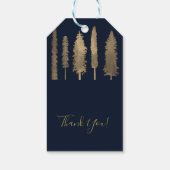 ダークブルー & ゴールド フォレスト ウッディ ツリー ラスティック ファヴォリ ギフトタグ (裏面)