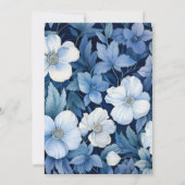 ダークブルー、シルバー、ホワイトの花柄のウェディング 招待状 (裏面)