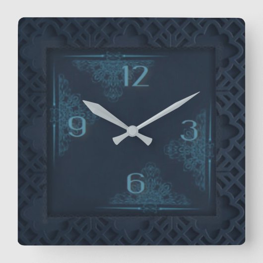ダークブルー スクエア壁時計 (正面)