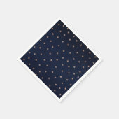 ダークブルー&バラ金ゴールドピンクグリティタリースターズスター スタンダードカクテルナプキン (角)