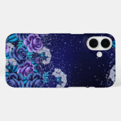 ダークブルー&パープルゴシックハロウィーンの花 Case-Mate iPhoneケース (裏面 (横))