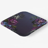 ダークブルー＆パープル フローラル ムーディー ブライダル ブランچ ペーパープレート (傾斜あり)