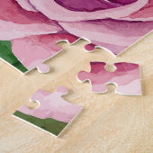 ダークブルー、ピンクのバラ水色。 ジグソーパズル (側面)