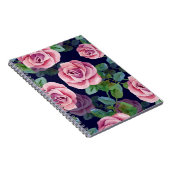 ダークブルー、ピンクのバラ水色。 ノートブック (右側)