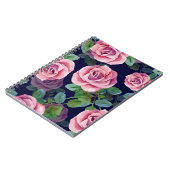 ダークブルー、ピンクのバラ水色。 ノートブック (左側)